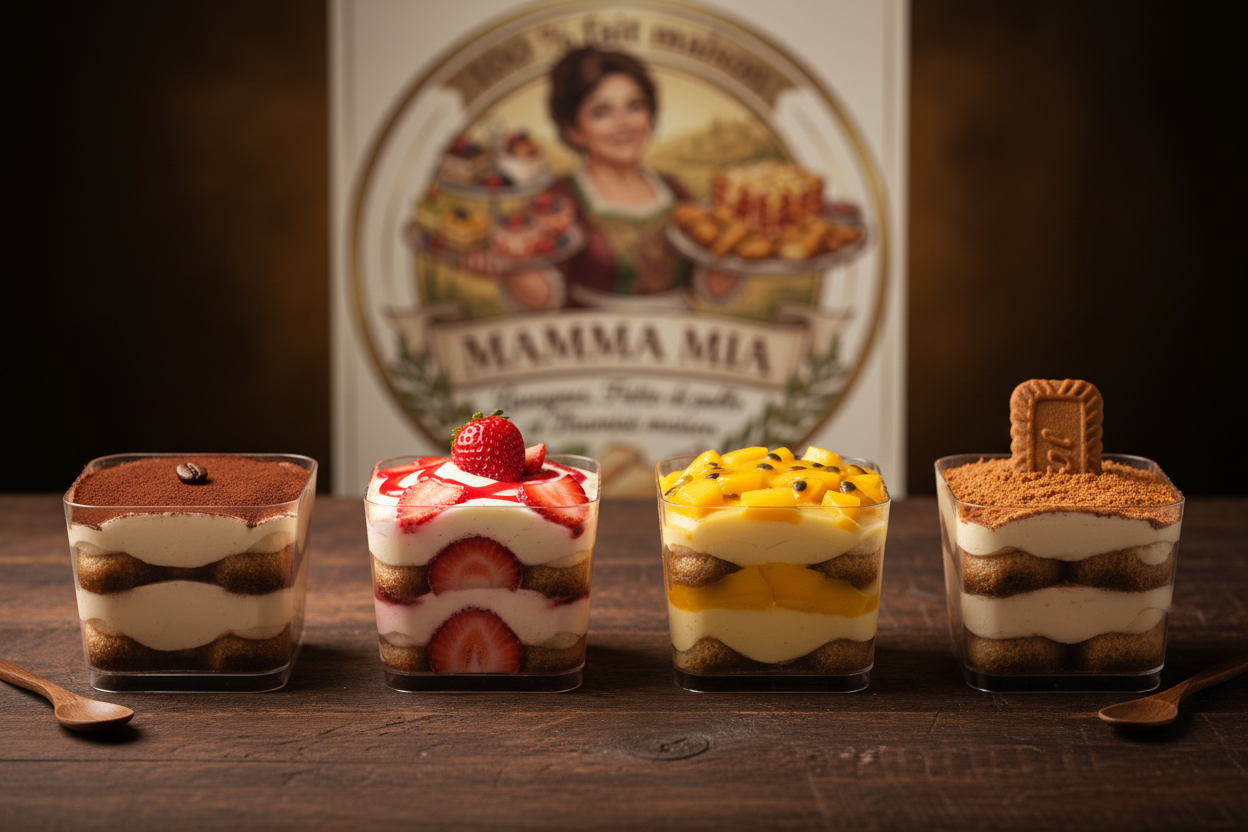 Tiramisu Mamma Mia sans couvercles
